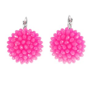 Visiace náušnice – Kvet koralu (Ružový Neon)