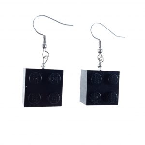 Náušnice z Čiernych stavebnicových kociek