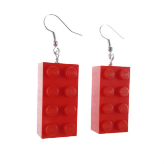 Náušnice LEGO kváder červený dlhý