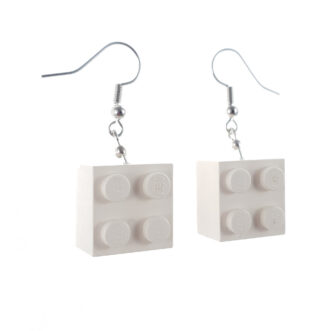 Náušnice LEGO kocka biela