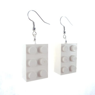 Náušnice LEGO kváder biely