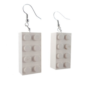 Náušnice LEGO kváder biely dlhý