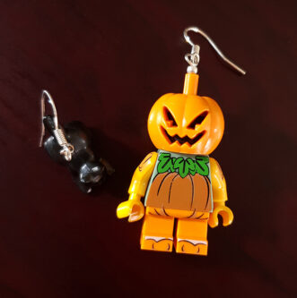Náušnice Halloween tekvica a mačka